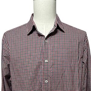 UNTUCKit Shirt Mens XL Red White Blue Plaid Button Up Spartanburg Long Sleeve